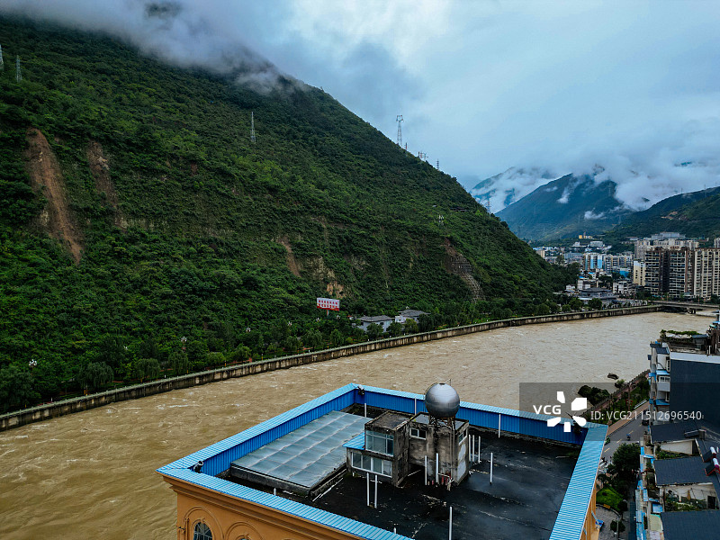 泸定县 泸定桥 甘孜 开湘路 城隍庙 大渡河 航拍图片素材