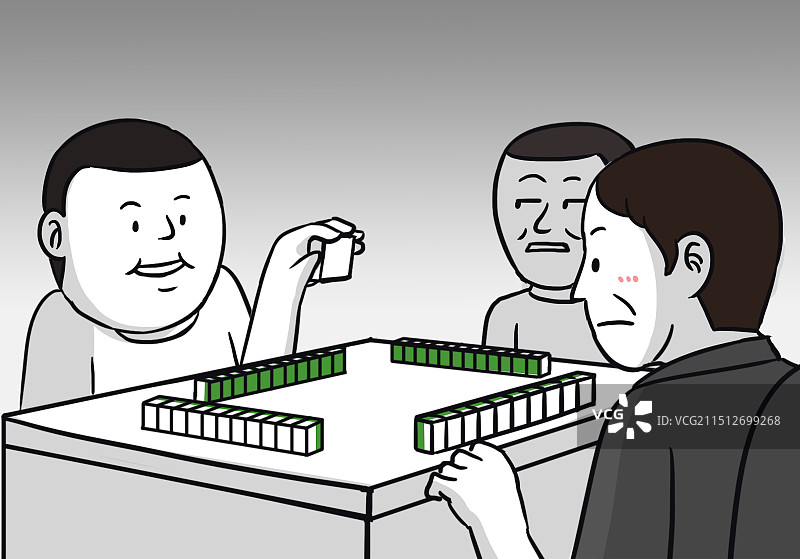 四川成都悠闲生活放松打麻将娱乐活动卡通可爱趣味资讯插画图片素材