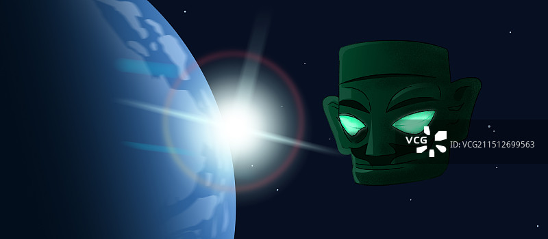 四川成都广汉地标地理环境旅游旅行科幻想象力外太空宇宙飞船地球资讯光线插画图片素材