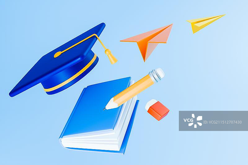 3D立体元素纸飞机梦想童年教育学习图片素材