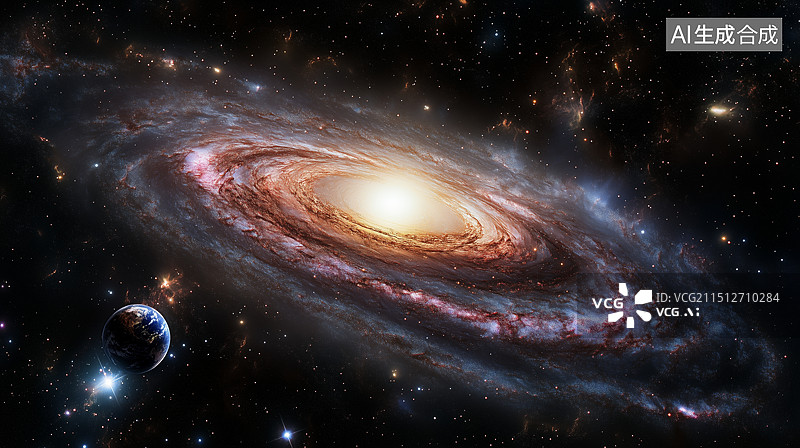 【AI数字艺术】浩瀚宇宙中的神秘星球，适合做一些高科技产品的背景图图片素材