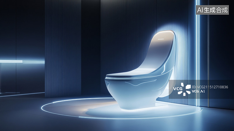 【AI数字艺术】未来感十足的马桶图片素材