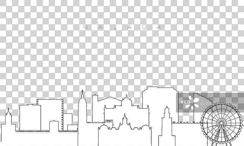 马拉加天际线时尚模板轮廓图片素材