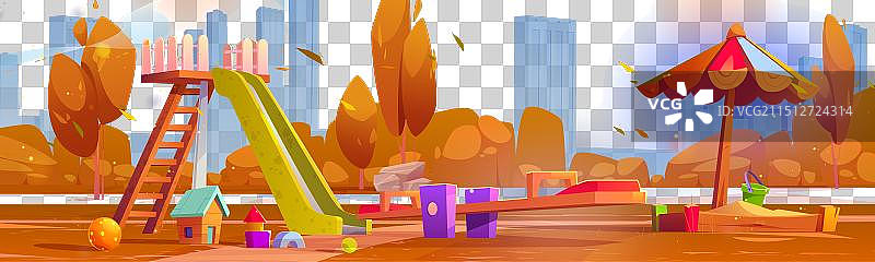 秋季公园儿童游乐场背景图片素材