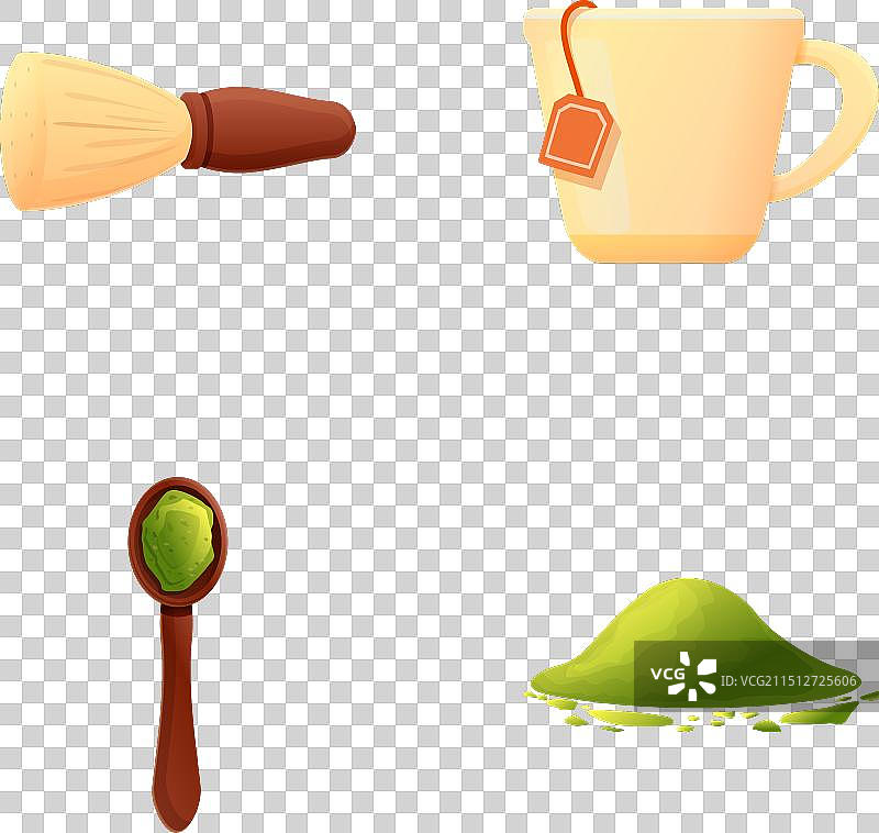 抹茶茶道卡通图标集：茶筅图片素材