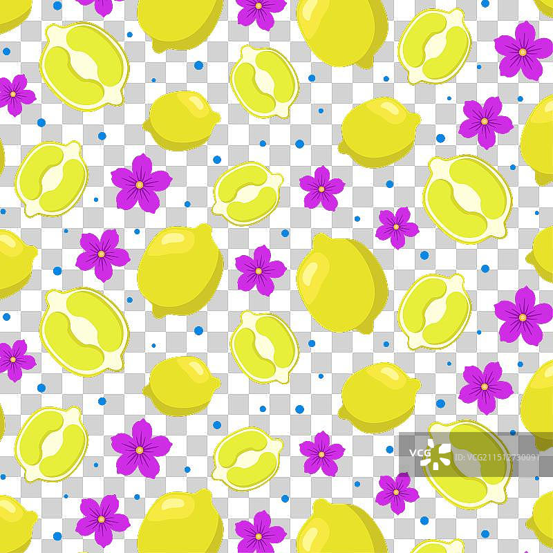 黄色柠檬花无缝图案图片素材