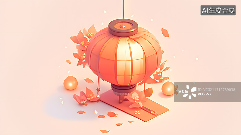 【AI数字艺术】新年中秋灯笼插画图片素材
