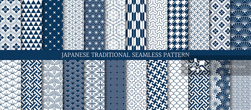 24个日本传统无缝图案合集图片素材