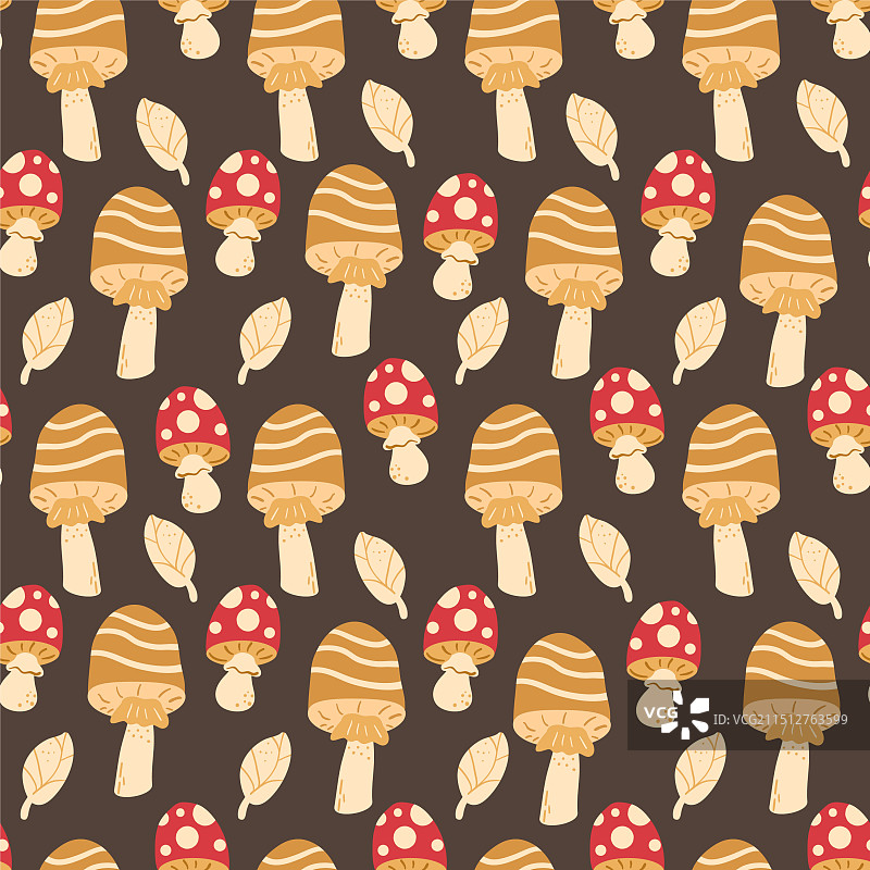 蛤蟆菌和毒蝇伞无缝图案图片素材