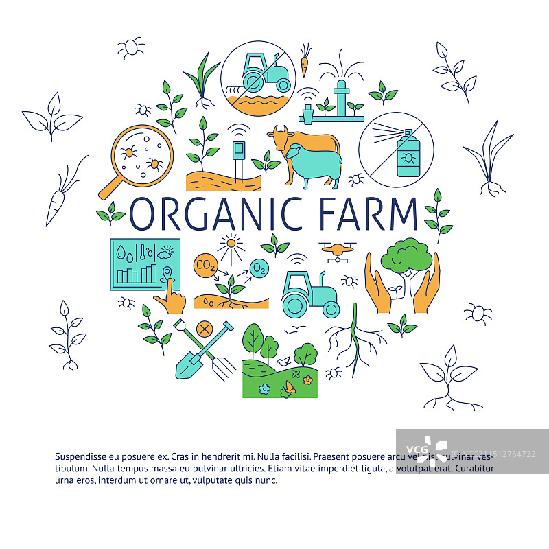 有机农场圆形banner模板图片素材