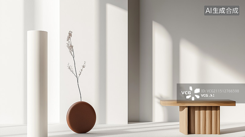 【AI数字艺术】简约现代风格室内场景图片素材