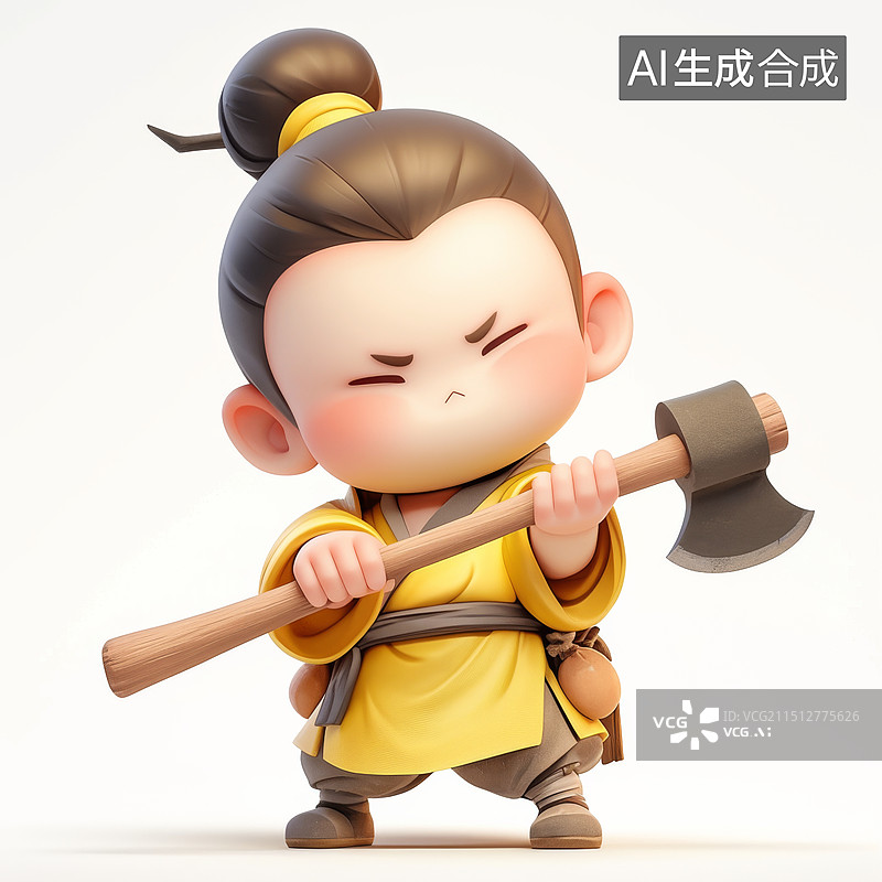 【AI数字艺术】吴刚拿着斧头中秋节插画元素图片素材
