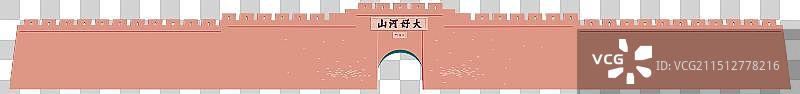 河北张家口地标建筑旅游景区景点大境门城楼城门城墙关口插画PNG透底免扣图图片素材