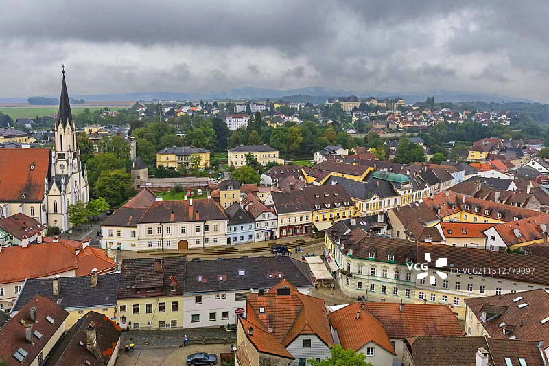 奥地利，下奥地利州，梅尔克小镇，梅尔克修道院风景。图片素材