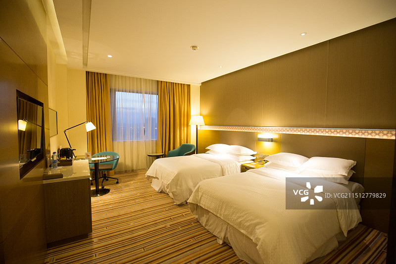 星级酒店双床房图片素材
