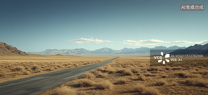 【AI数字艺术】荒漠沙漠公路背景图片素材