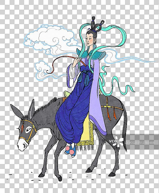仙女 下凡 毛驴 骑驴图片素材