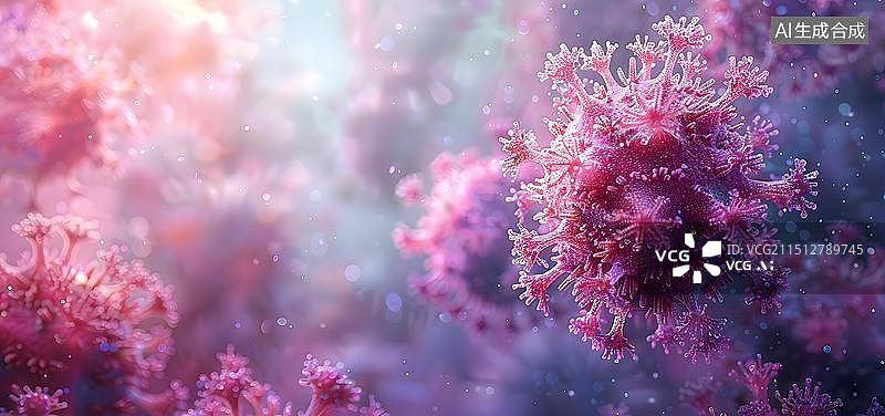 【AI数字艺术】病毒 细菌 生物医药科技背景图图片素材