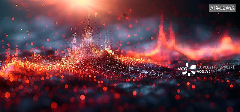 【AI数字艺术】城市天际线和网络科技概念图片素材