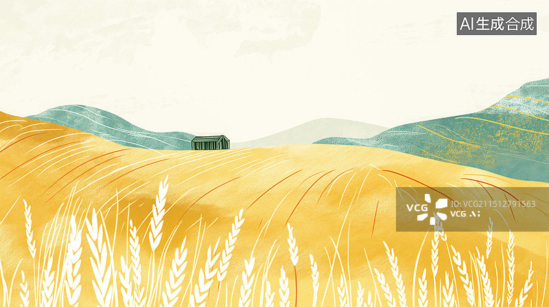 【AI数字艺术】金黄的麦田图片素材