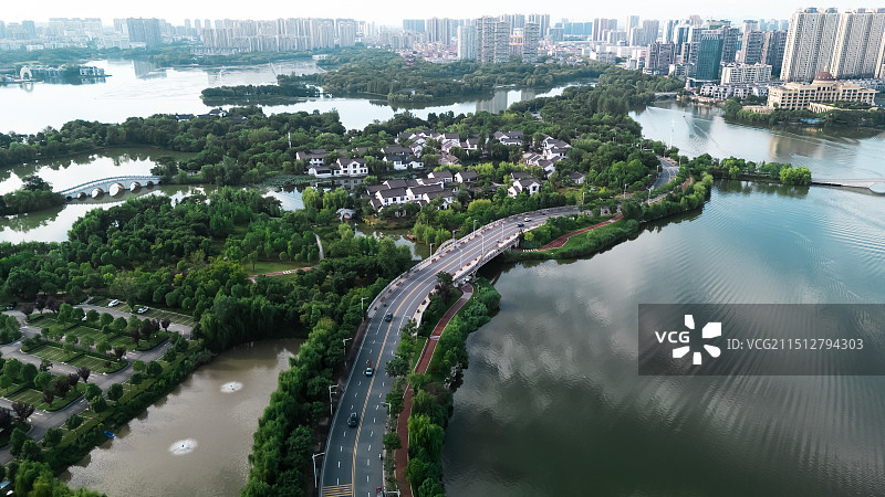 遗爱湖公园风光航拍作品图片素材