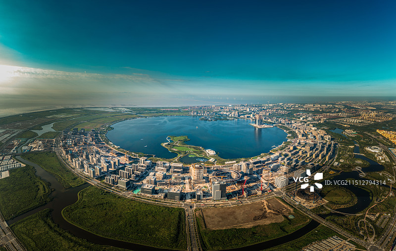 上海滴水湖全面图片素材