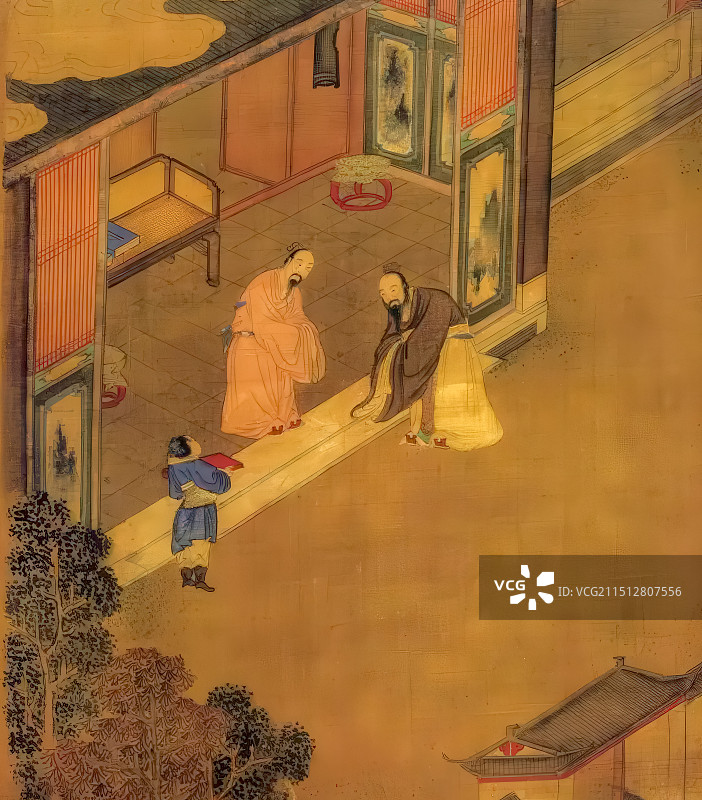 领导关怀，哀公问疾，孔子圣迹图，明代，仇英图片素材