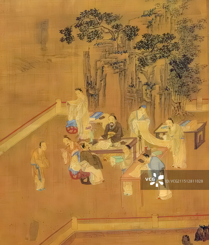退修琴书，孔子圣迹图，明代，仇英图片素材