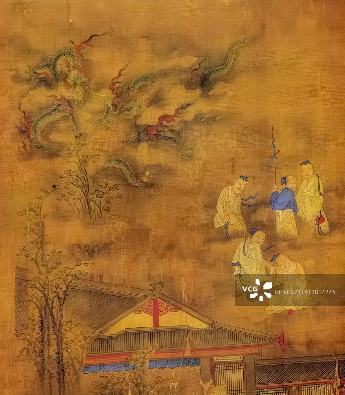 天空异象，二龙五老，孔子圣迹图，明代，仇英图片素材