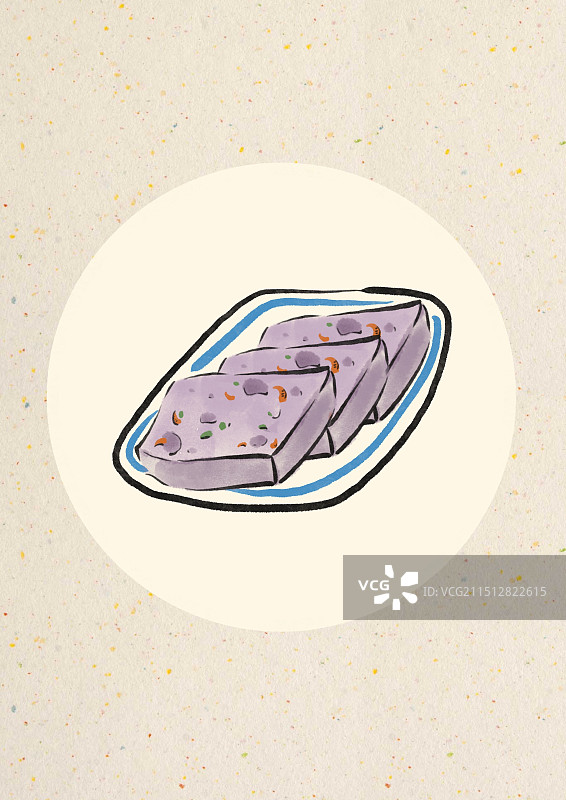 国潮风中山美食插画-芋头糕图片素材