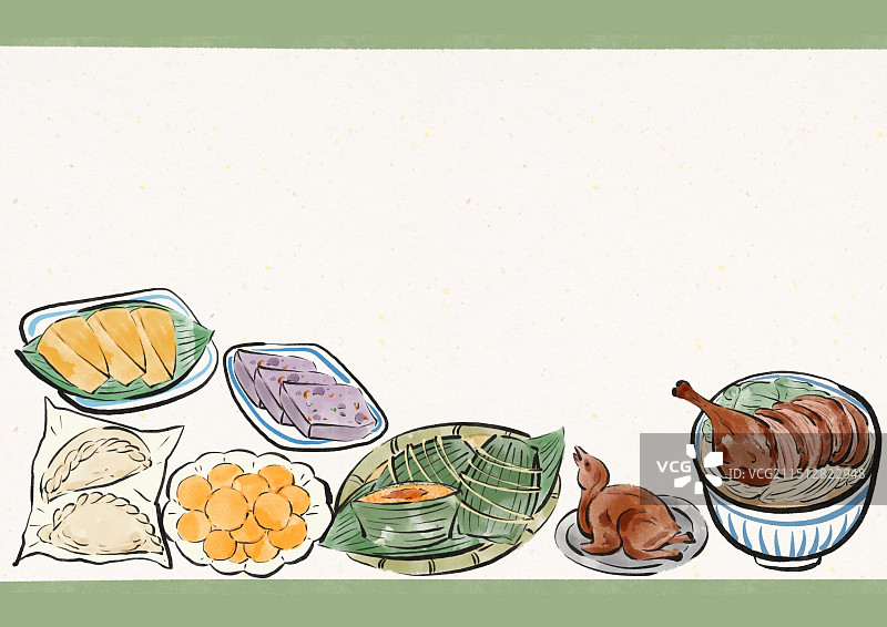国潮风中山美食插画图片素材