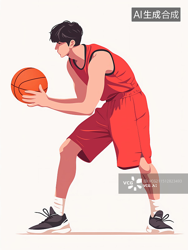 【AI数字艺术】极简体育主题人物元素——篮球运动员图片素材