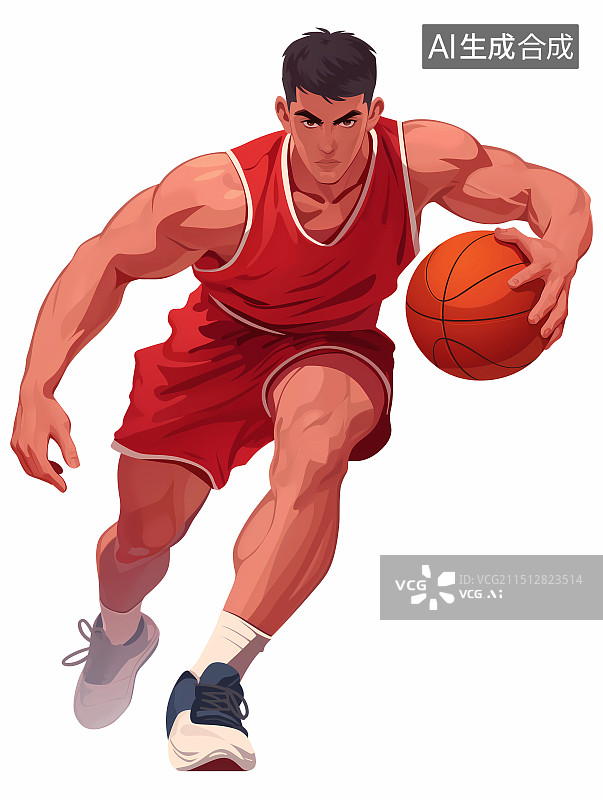 【AI数字艺术】极简体育主题人物元素——篮球运动员图片素材