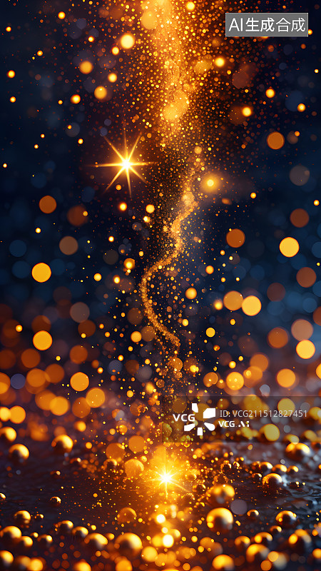 【AI数字艺术】金色粒子效果背景，金色科技粒子效果展板背景图片素材
