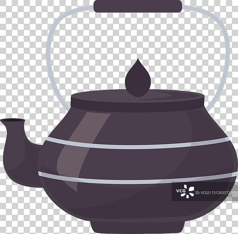 扁平风格的茶道陶瓷茶壶图片素材