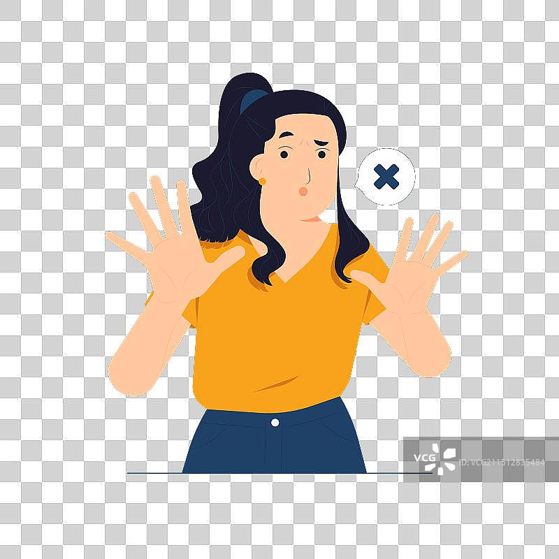 惊讶的女孩做停止手势表示拒绝图片素材