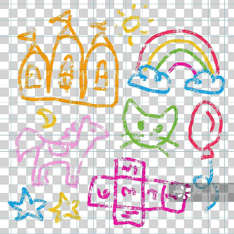 儿童蜡笔画图片素材