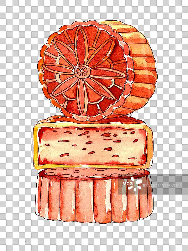 水彩手绘莲蓉月饼图片素材