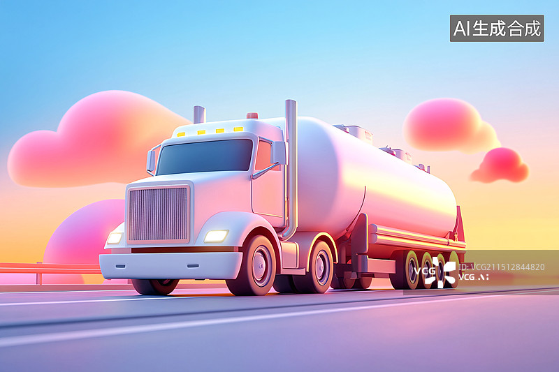【AI数字艺术】高速公路行驶卡车货运运输车辆物流交通背景图片素材