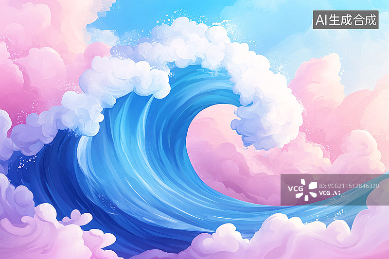 【AI数字艺术】水花海浪背景插画夏天凉爽概念大暑节气插图图片素材