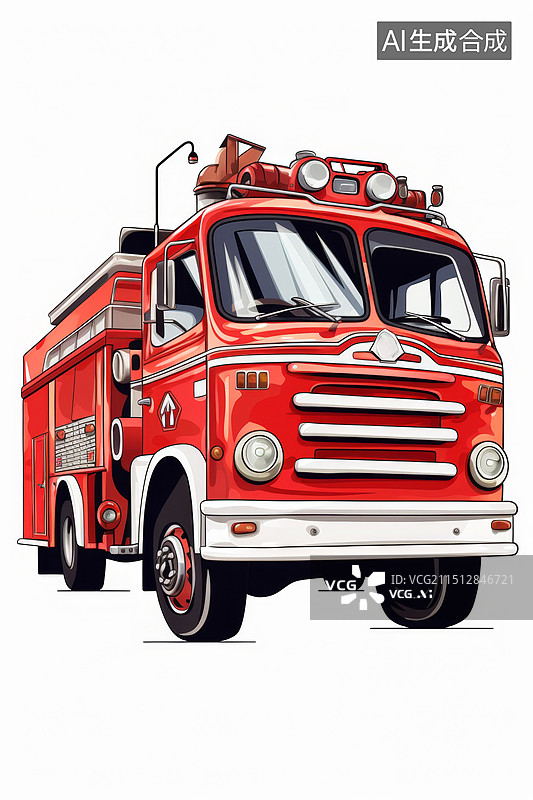 【AI数字艺术】红色消防车图片素材