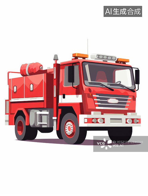 【AI数字艺术】红色消防车图片素材