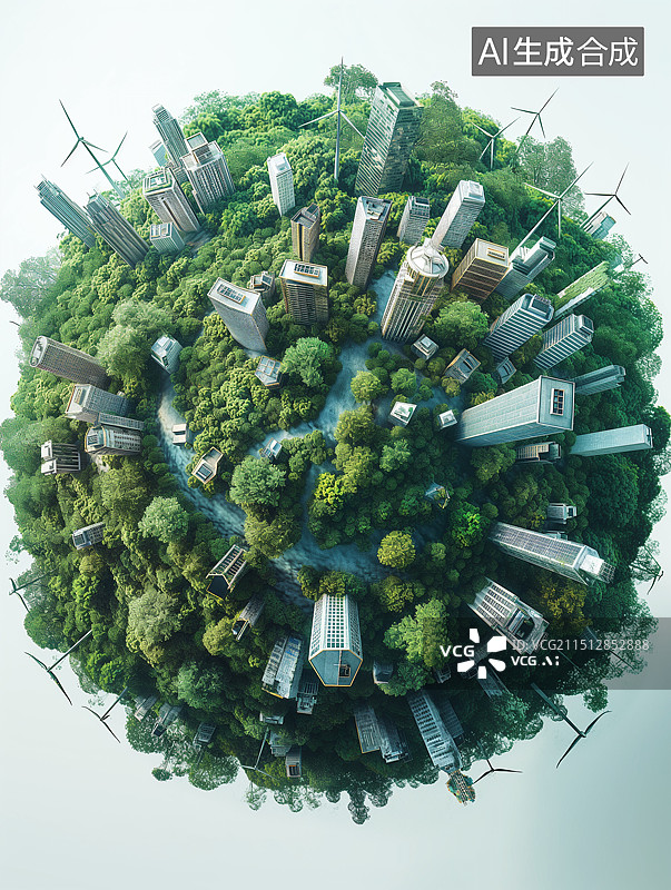 【AI数字艺术】环保主题，城市绿色可持续发展图片素材