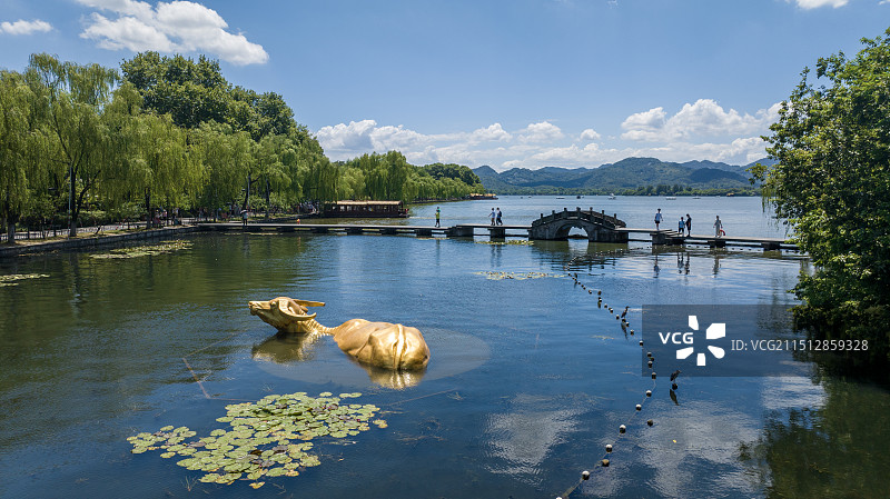 西湖东南角涌金桥+金牛出水近侧景1图片素材