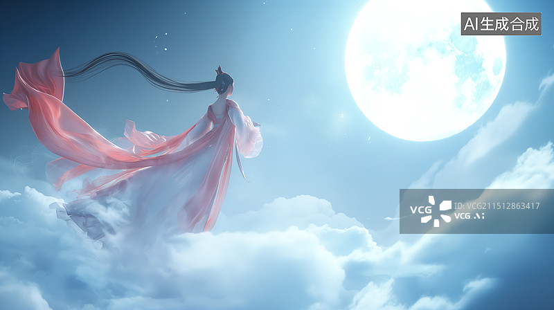 【AI数字艺术】古代3d插画女孩图片素材