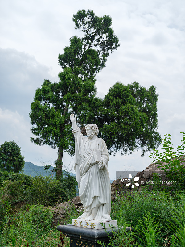 舒家湾天主教堂的圣徒雕像图片素材