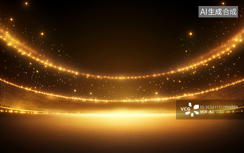 【AI数字艺术】金色发光体育场舞台背景图片素材