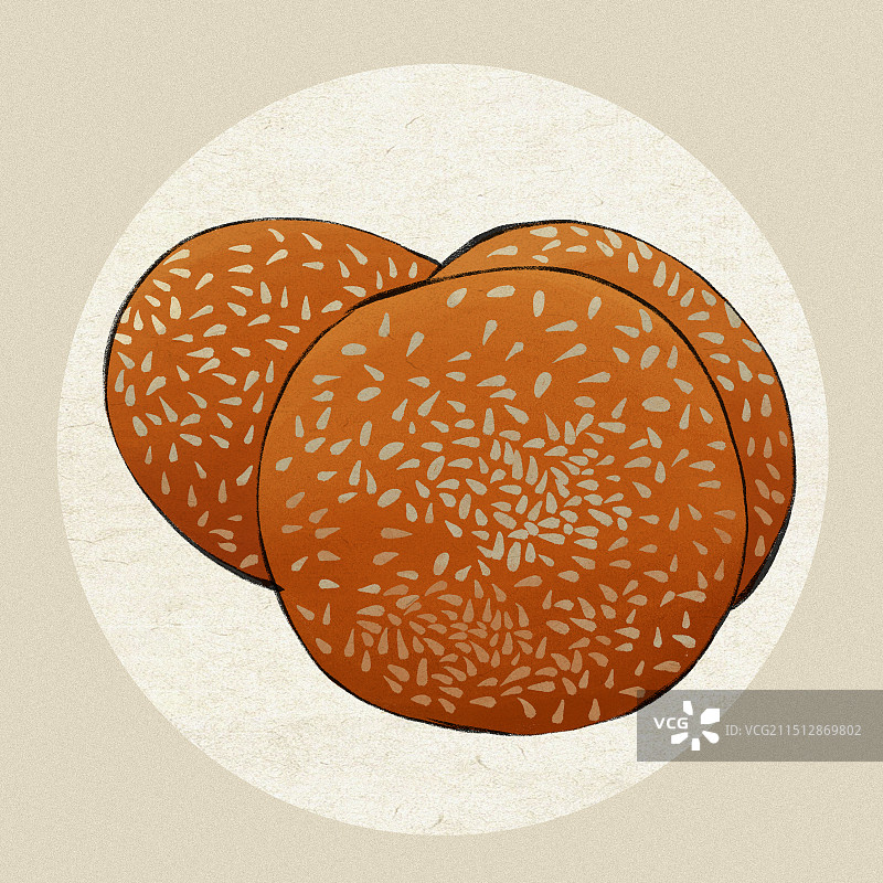 崇州汤麻饼-四川成都市传统名小吃传统美食土特产手绘插画图片素材