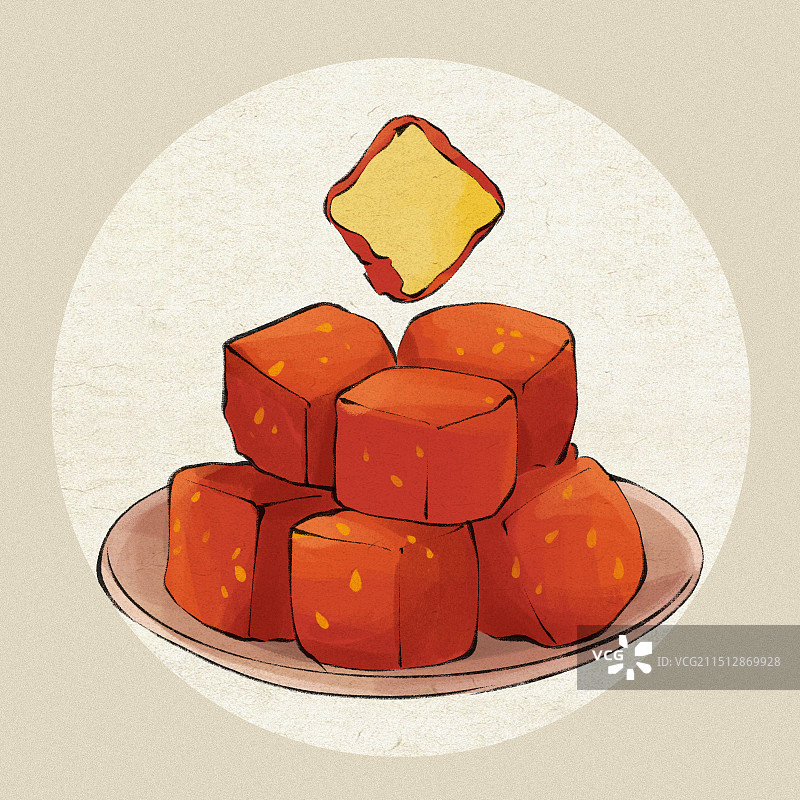 唐厂豆腐乳-四川成都市传统名小吃传统美食土特产手绘插画图片素材