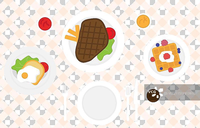 俯视餐桌上的煎蛋图片素材